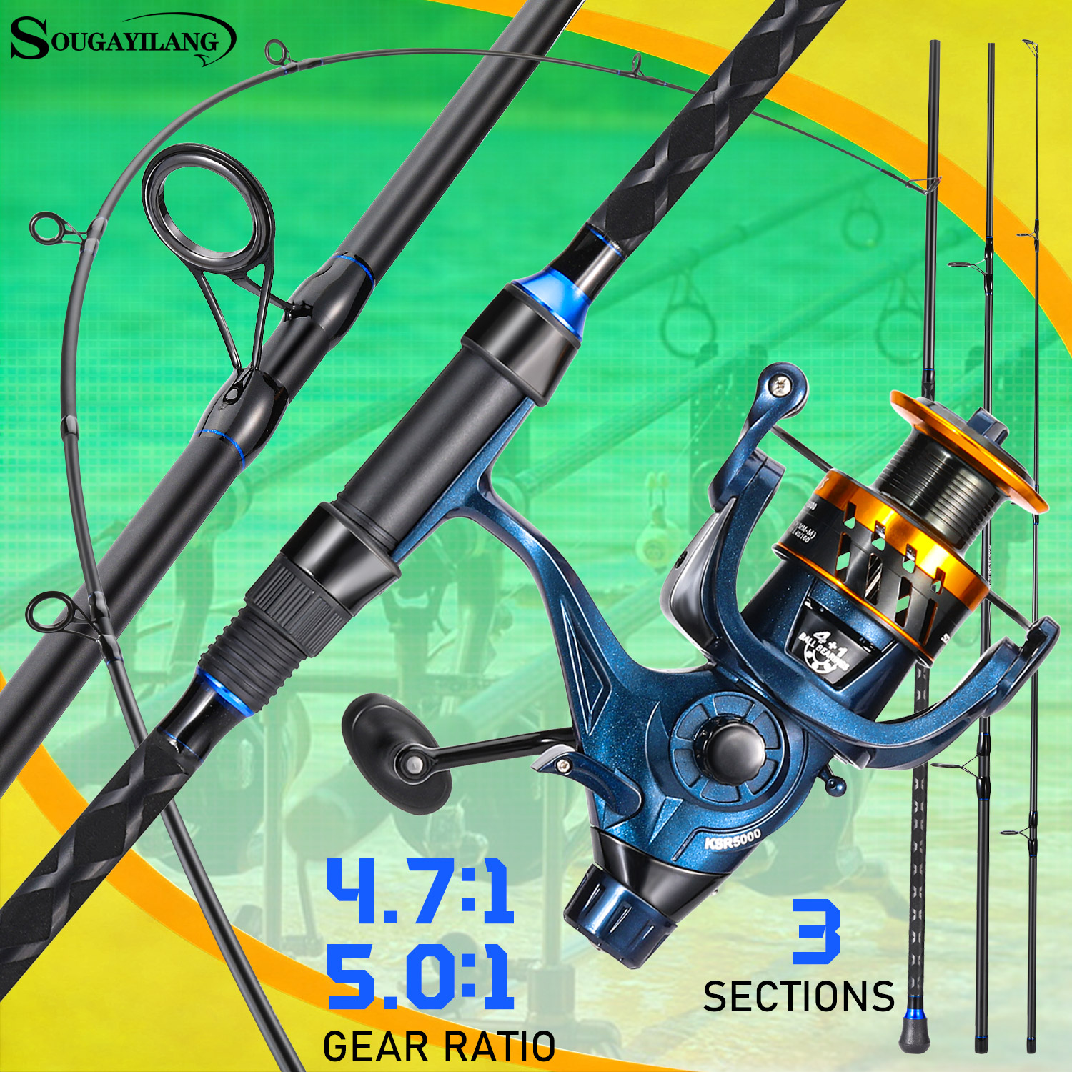 Sougayilang 3 Sections Surf Fi - đánh giá và giá Fishing Rod Spinning
