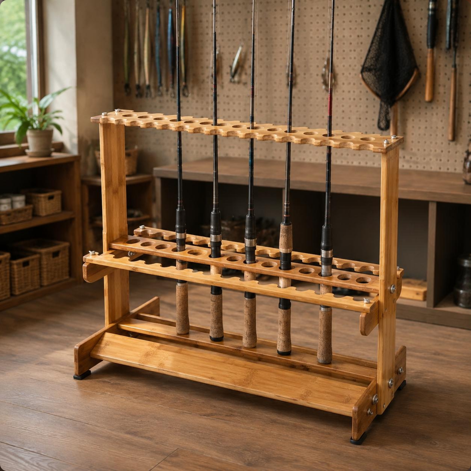 Bamboo Fishing Rod Rack Circul - đánh giá và giá Fishing Rod Rack