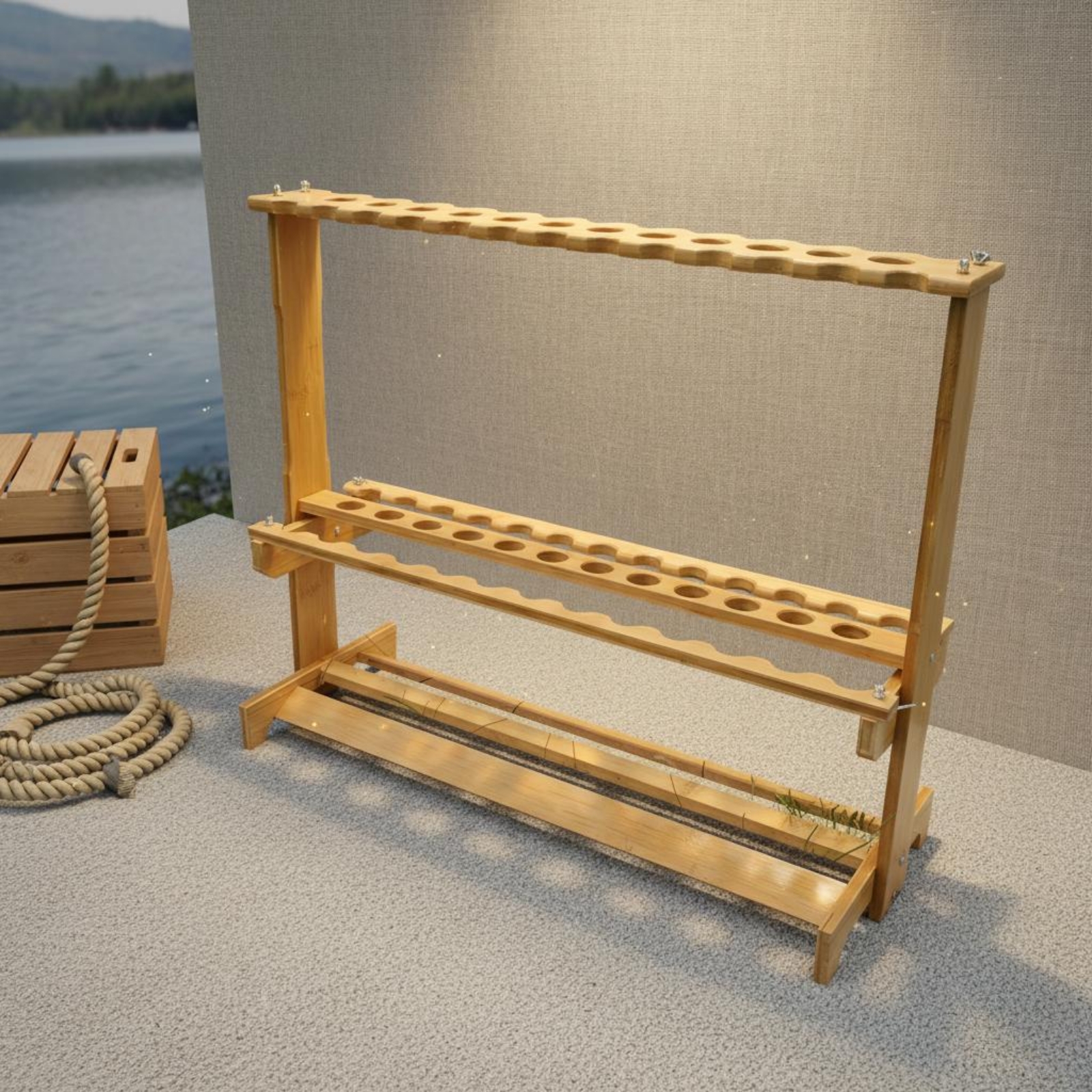 Bamboo Fishing Rod Rack Circul - đánh giá và giá Fishing Rod Rack